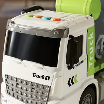 Large Simulation Children Engineering Vehicle Cement Mixer Truck Model Toy Push and Go Friction Powered Cars with Music & Light