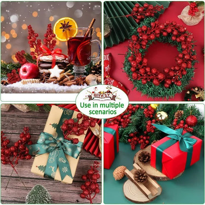 5Pcs Artificial Foam Red Bifurcated Berry Home Room Decoration Christmas Tree Pendant Outdoor Garden Christmas New Year Decor