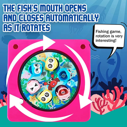 Mini Children's Fishing Toy Magnetic Fishing Rod Windup Chain Spinning Wheel Exercise Children's Hand Eye Coordination Ability