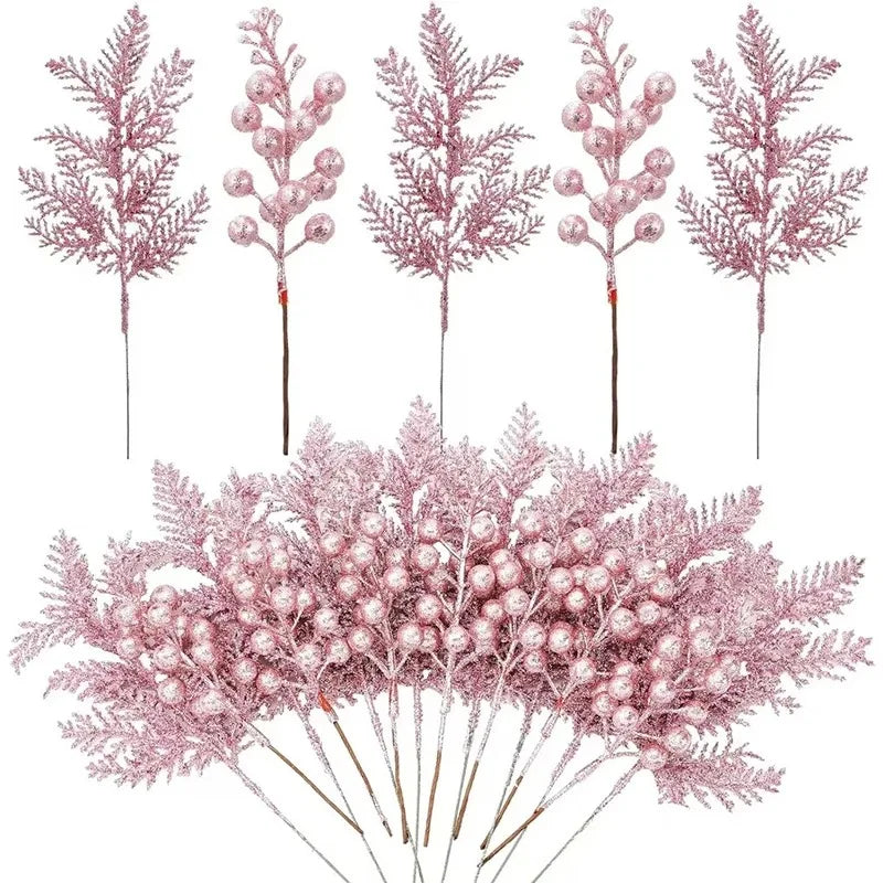 5Pcs Artificial Foam Red Bifurcated Berry Home Room Decoration Christmas Tree Pendant Outdoor Garden Christmas New Year Decor