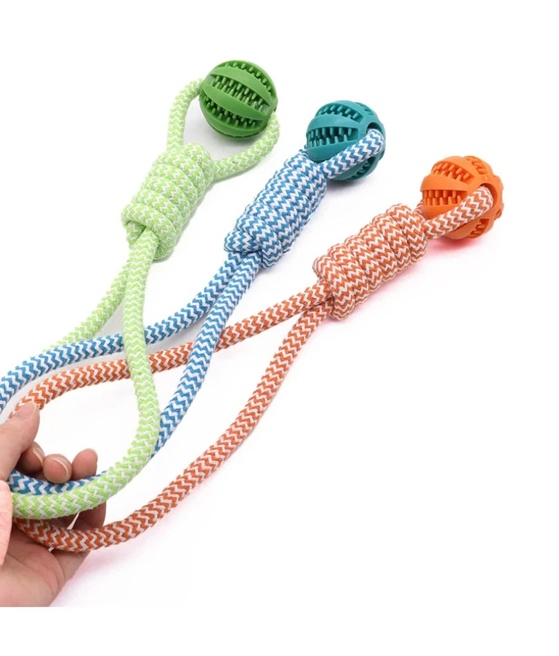 Pet Tooth Cleaning Pet Ball Toy with Rope Rubber Leaking Balls Toy for Small Large Dogs Puppy Chewing Bite Resistant Toys