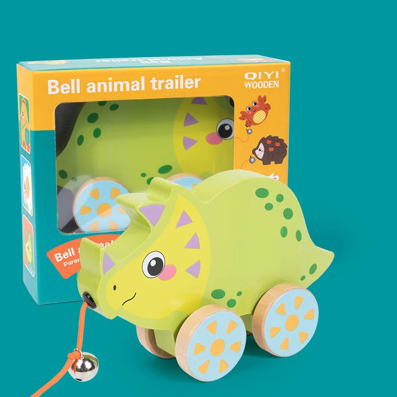 Montessori Early education Wooden Animal Car Toys Children Drag Car for kids Learning Walk and Have Fun Gift