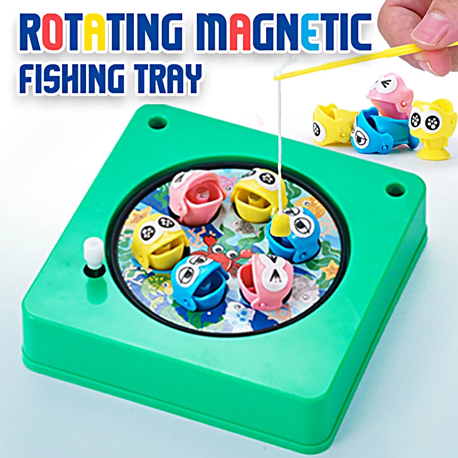 Mini Children's Fishing Toy Magnetic Fishing Rod Windup Chain Spinning Wheel Exercise Children's Hand Eye Coordination Ability