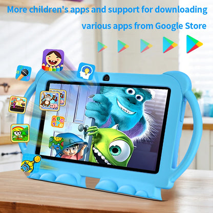 2025 New 7 Inch Kids Tablet with Cartoon Proof Case 5G WiFi Google Learning Education Tablet PC 4GB RAM 64GB ROM 4000mAh