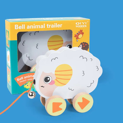 Montessori Early education Wooden Animal Car Toys Children Drag Car for kids Learning Walk and Have Fun Gift