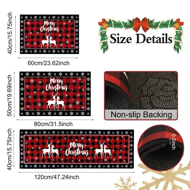 Plaid Christmas Tree Floor Mat Home Kitchen Absorbent Non-slip Mat Merry Christmas Decoration For Home 2025 Happy New Year 2026