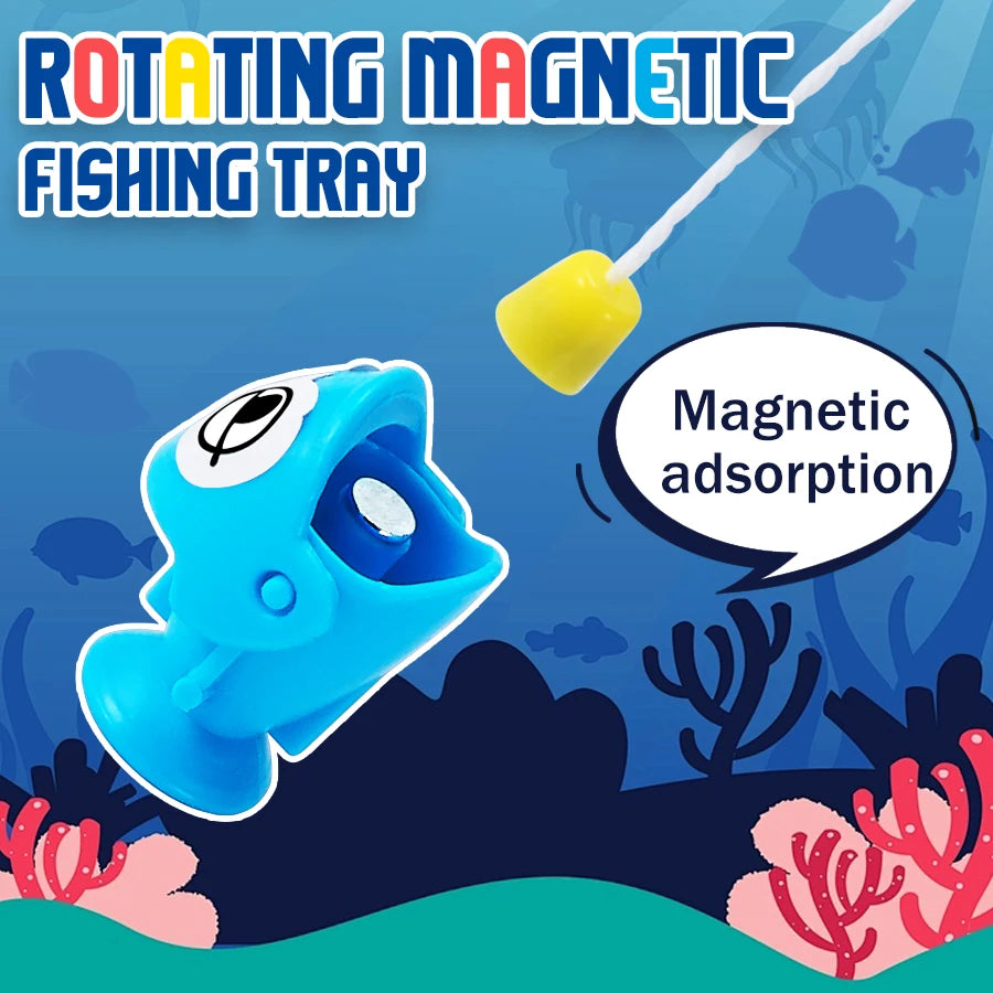 Mini Children's Fishing Toy Magnetic Fishing Rod Windup Chain Spinning Wheel Exercise Children's Hand Eye Coordination Ability