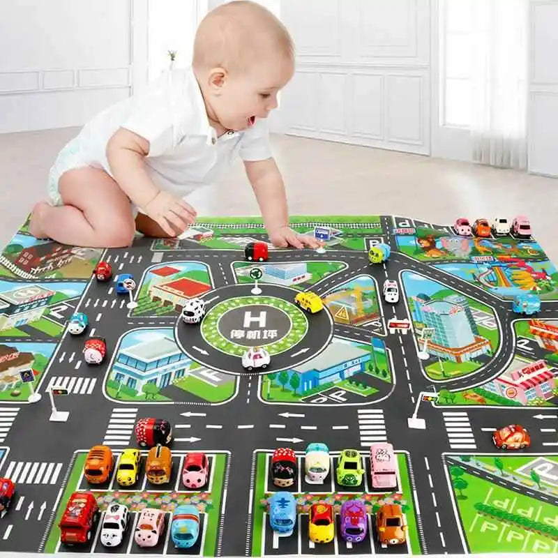 Baby Crawling Mat Parking Lot Roadmap 83*58CM City Traffic Map Of Road Carpet Traffic Signs Kids Learning Crawling Toy TMZ