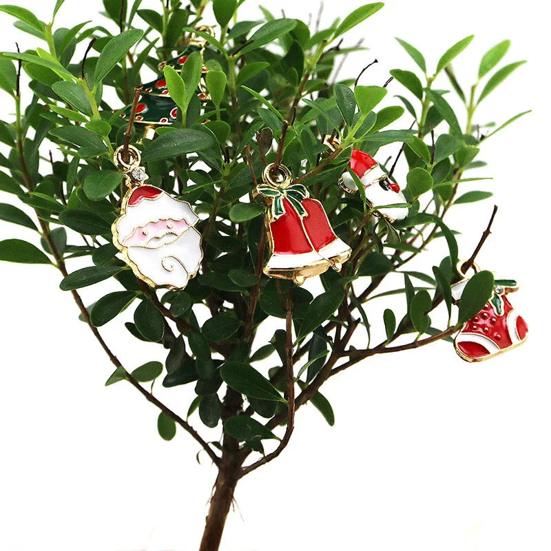 (20Pcs/pack)Mixed Metal Pendants Christmas Mini Decoration Semi-finished  Crafts Xmas Christmas Tree Elements Hanging DIY