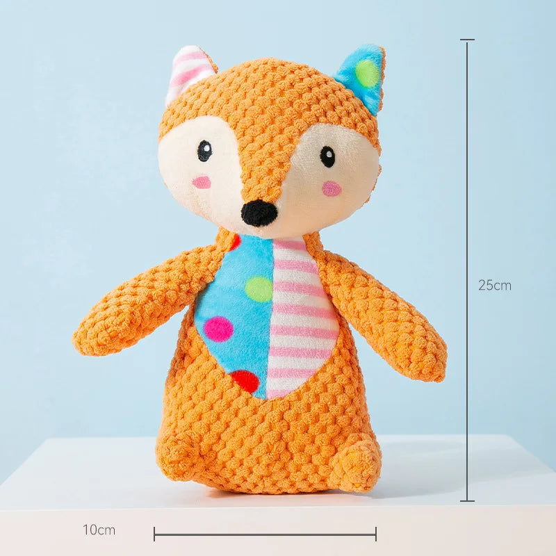 Pet Dog Plush Toy Cute Fox Elephant Bite Resistant Interactive Squeaky Dog Chewing Toy Dog Teeth Cleaning Sounding Doll Chew Toy