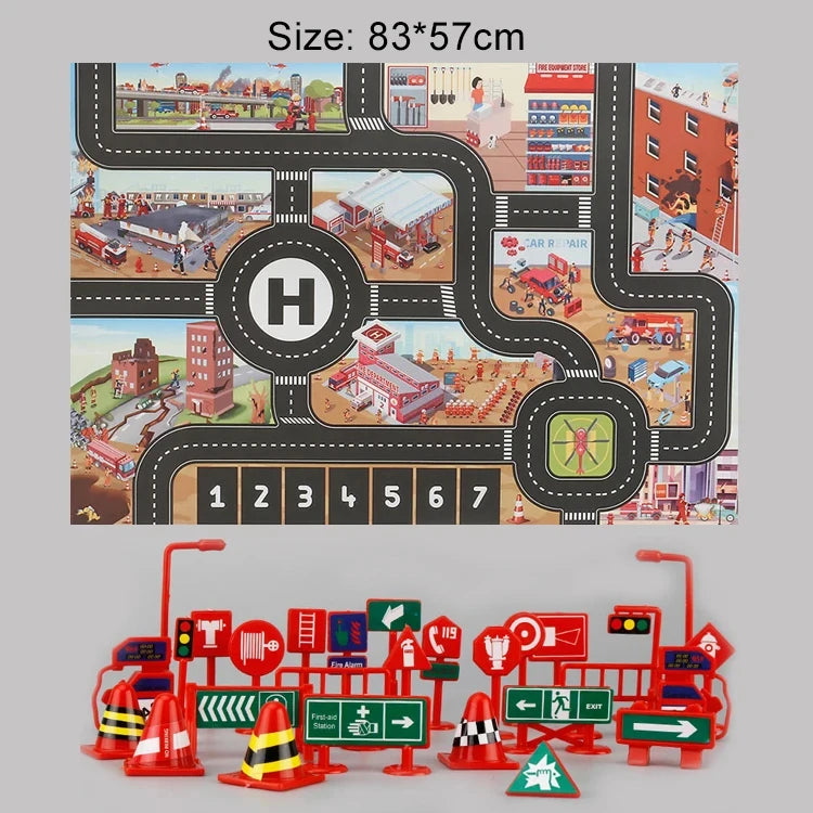 Baby Crawling Mat Parking Lot Roadmap 83*58CM City Traffic Map Of Road Carpet Traffic Signs Kids Learning Crawling Toy TMZ