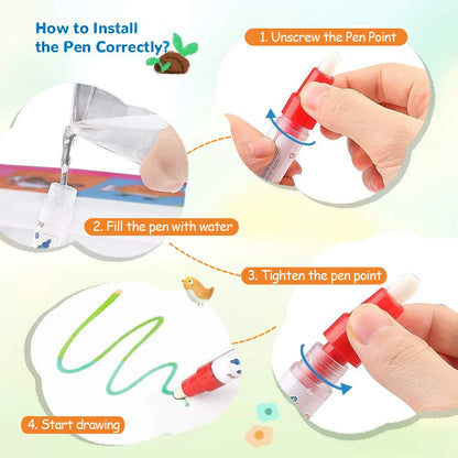 100x80CM Magic Water Drawing Doodle Mat With Reusable Magic Pens Coloring Painting Board Montessori Educational Toys Kids Gifts