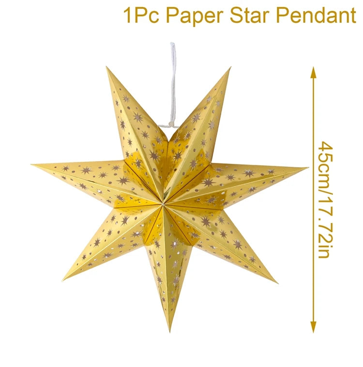 Hollow Star Hanging Pendants Christmas Decoration 2025 for Home Navidad Natal Noel Gifts Christmas Ornaments New Year 2026