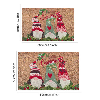 Christmas Carpet Cartoon Dwarf Door Mat Red Santa Claus Floor Mat Holiday Decoration Indoor and Outdoor Foot Mat Absorbent Mat