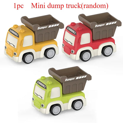 Cartoon Inertial Engineering Car Mini Toys Push and Go Car Boy's Engineering Car Excavator Dump Crane Tanker Toy Car for Kids