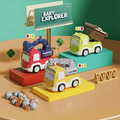 Cartoon Inertial Engineering Car Mini Toys Push and Go Car Boy's Engineering Car Excavator Dump Crane Tanker Toy Car for Kids