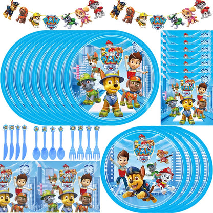 Paw Patrol Decoration For Birthday Paw Patrol Party Supplies Set Tableware Napkins Plates Balloons Decor Party Favors Gift Boy