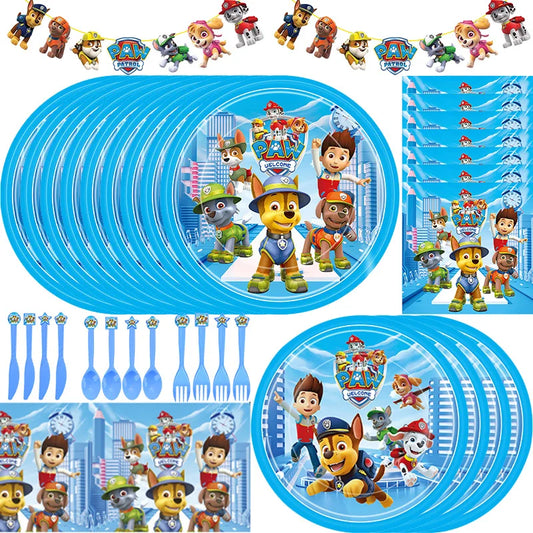 Paw Patrol Decoration For Birthday Paw Patrol Party Supplies Set Tableware Napkins Plates Balloons Decor Party Favors Gift Boy