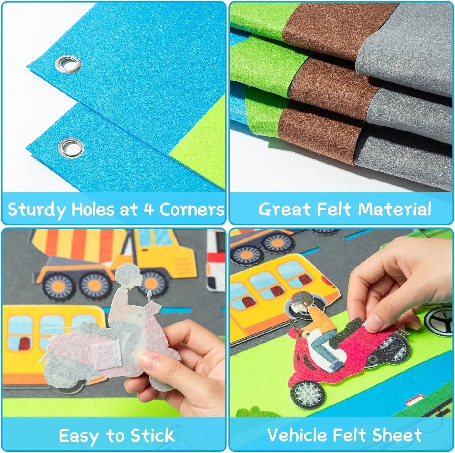 Felt Story Board Set Toy for kids Vehicle Farm Animals Preschool Education Early Learning Interactive Play Mat Wall Hanging Gift