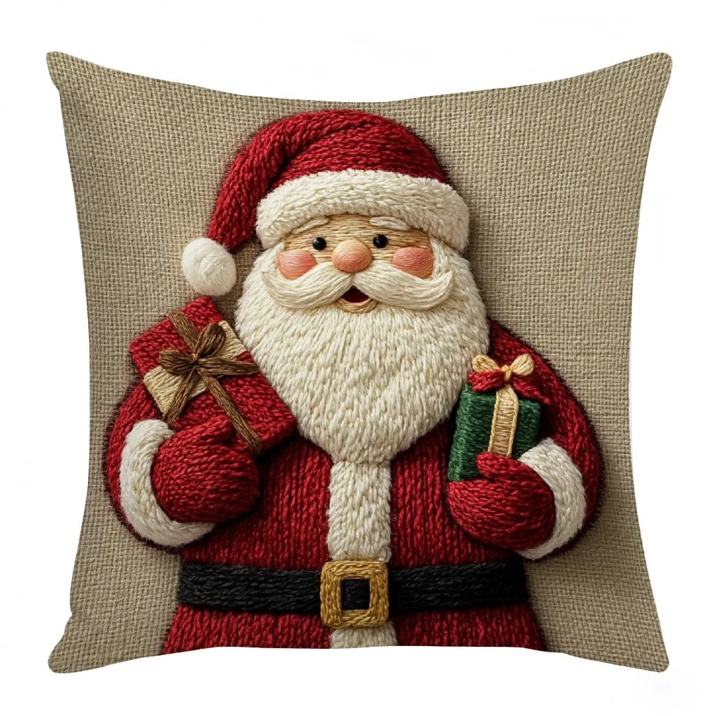 45cm Grey Red Christmas Pillowcase Cartoon Santa Snowman Elk Sofa Cushion Cover Home Bed Car Decor Merry Christmas 2025