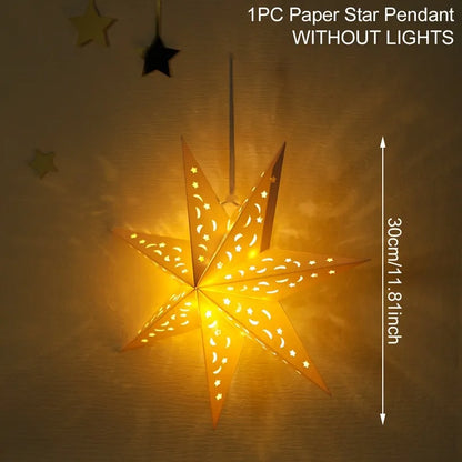 Hollow Star Hanging Pendants Christmas Decoration 2025 for Home Navidad Natal Noel Gifts Christmas Ornaments New Year 2026