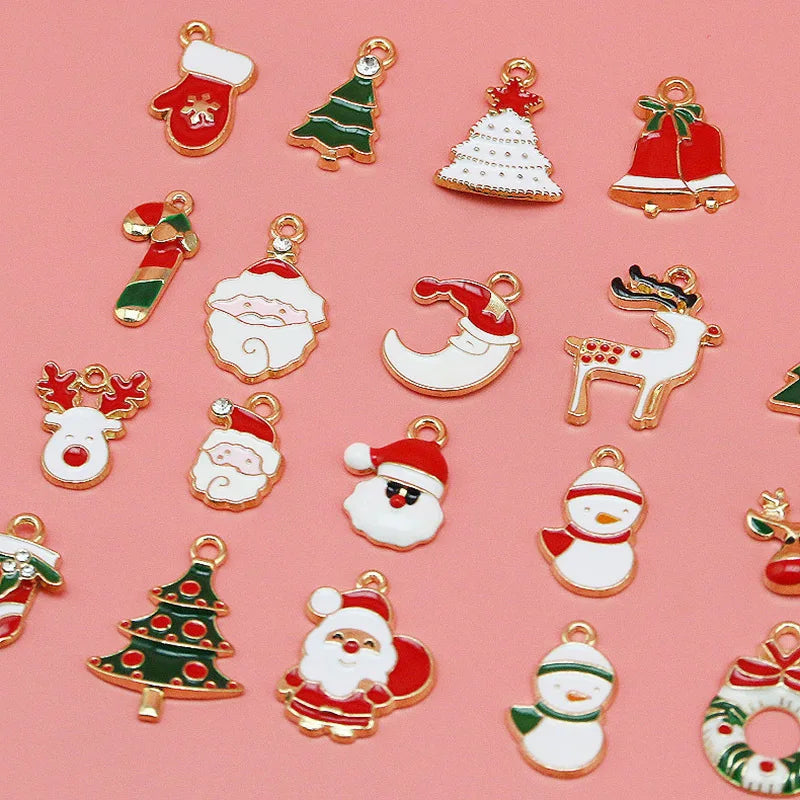 (20Pcs/pack)Mixed Metal Pendants Christmas Mini Decoration Semi-finished  Crafts Xmas Christmas Tree Elements Hanging DIY