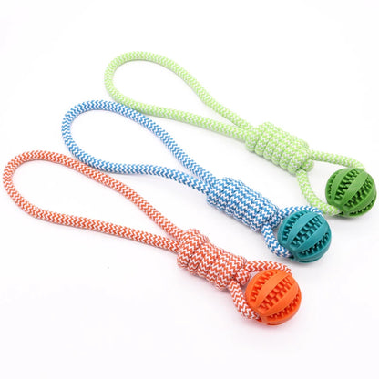 Pet Tooth Cleaning Pet Ball Toy with Rope Rubber Leaking Balls Toy for Small Large Dogs Puppy Chewing Bite Resistant Toys