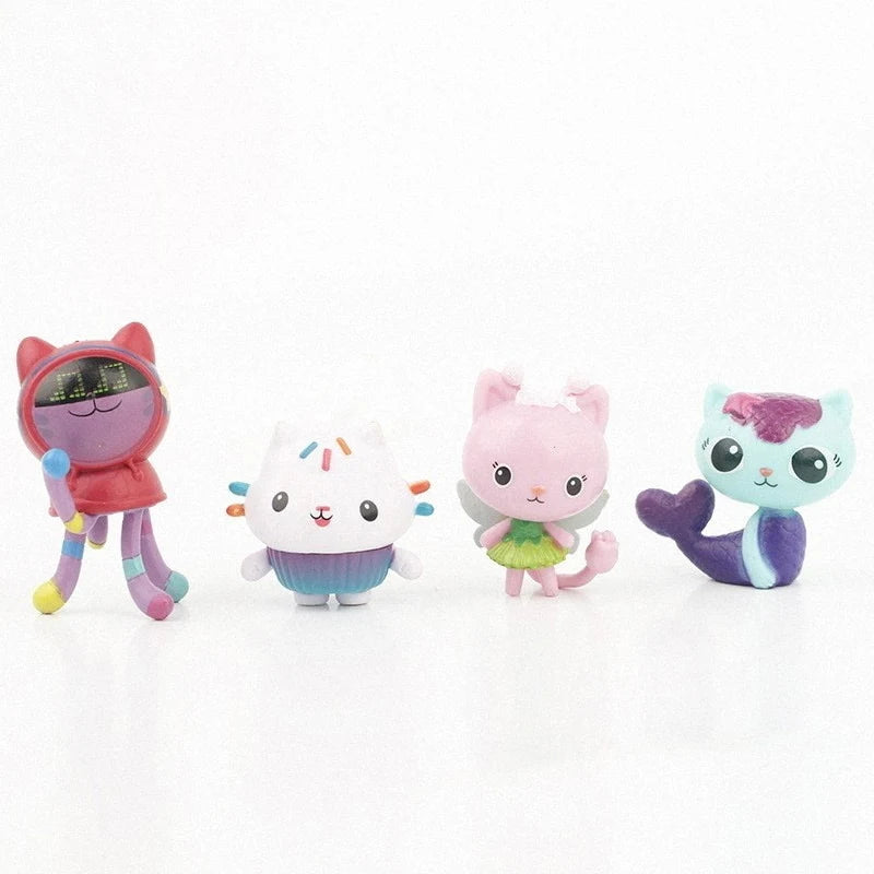 13pcs/set PVC Gabby Dollhouse Figure Toy Mercat Cartoon figurine Animals Smiling Car Cat Hug Gaby Girl Dolls Kids Birthday Gifts