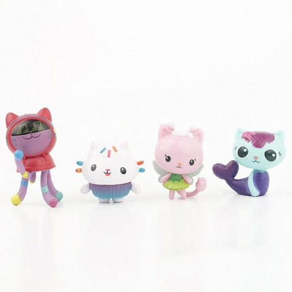 13pcs/set PVC Gabby Dollhouse Figure Toy Mercat Cartoon figurine Animals Smiling Car Cat Hug Gaby Girl Dolls Kids Birthday Gifts