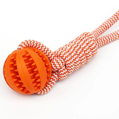 Pet Tooth Cleaning Pet Ball Toy with Rope Rubber Leaking Balls Toy for Small Large Dogs Puppy Chewing Bite Resistant Toys
