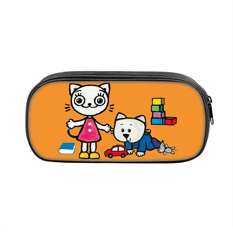 Kicia Kocia Print Cosmetic Bag Pencil Case Boys Girls Stationary Bags Canvas Pencil Box Teenagers School Supplies