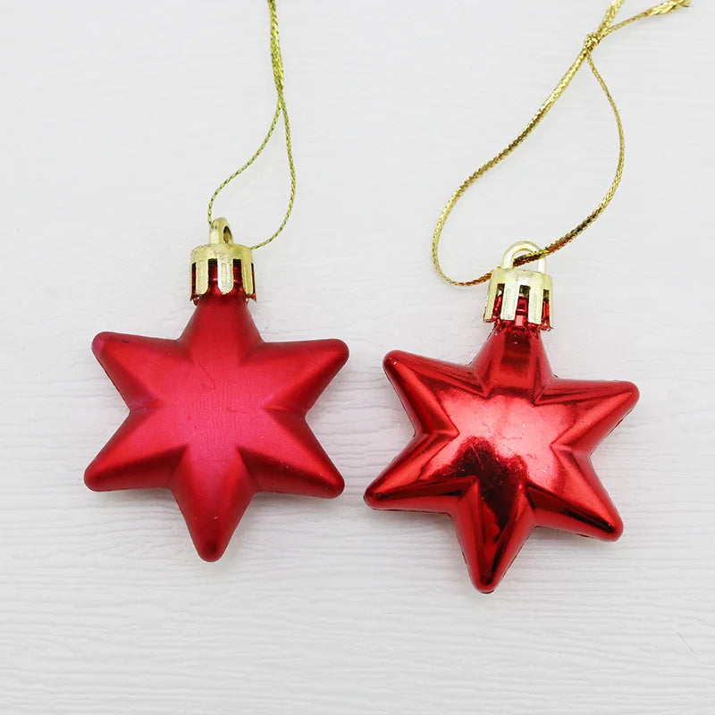 (12 Pcs/pack) 5cm Christmas Pendant Star Christmas Ball Pendant Electroplated Plastic Matte Mixed Decoration Accessory Party