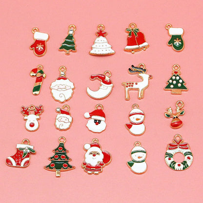 (20Pcs/pack)Mixed Metal Pendants Christmas Mini Decoration Semi-finished  Crafts Xmas Christmas Tree Elements Hanging DIY