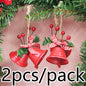 (2 Pcs/bag) 8cm Christmas Metal Horn Berry Bow Bell Christmas Decoration Pendant Wedding Accessories Handmade Crafts DIY