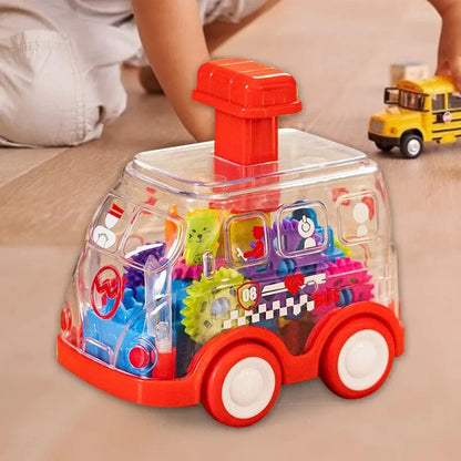 Children's Cartoon Press Gear Car Toy Lnertia Pull-back Transparent Car Baby Puzzle Sliding Toy Child Boy Girl 1-3 Year Old Gift