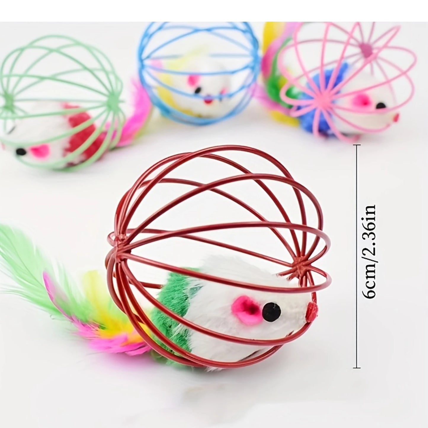 New Pet Toys Creative Pet Cats Toys Plush Mouse Feather Tail Painted Cage Kittens Self Entertaining Toy Pet Gifts Pet Supplies