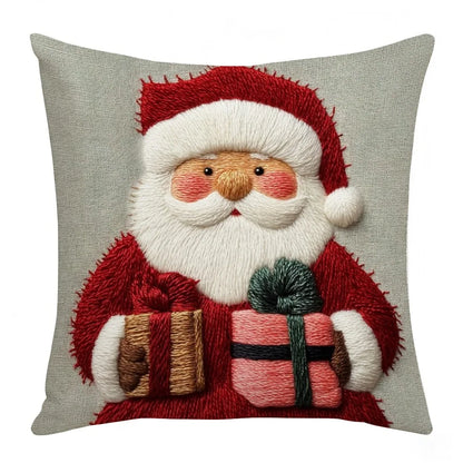 45cm Grey Red Christmas Pillowcase Cartoon Santa Snowman Elk Sofa Cushion Cover Home Bed Car Decor Merry Christmas 2025