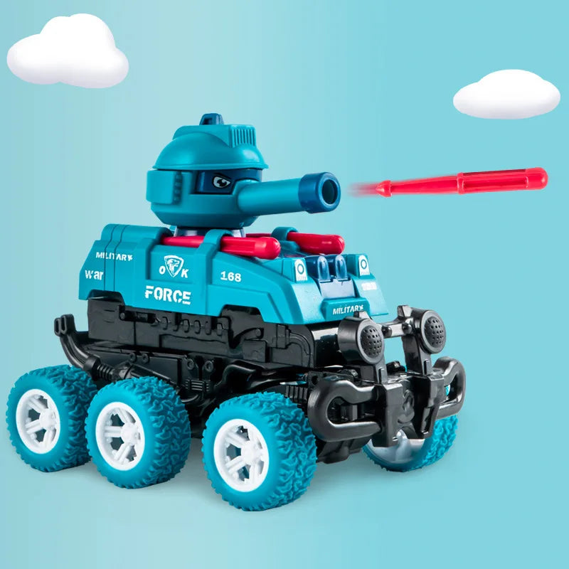 Mini Children Inertia Tank Cars 6 Wheel Drive Off Road Vehicle Collision Deformation Launch Model Car Toys Boys Birthday Gifts