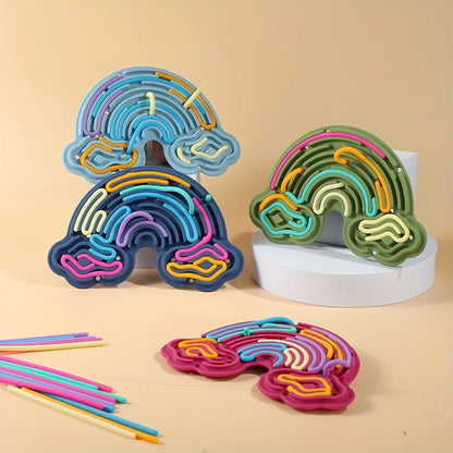 Creative Rainbow Clouds Silicone Sensory Activity Board,  Color Training Toy, Double Side Busy Board, Fine Motor Skills&Fun Play