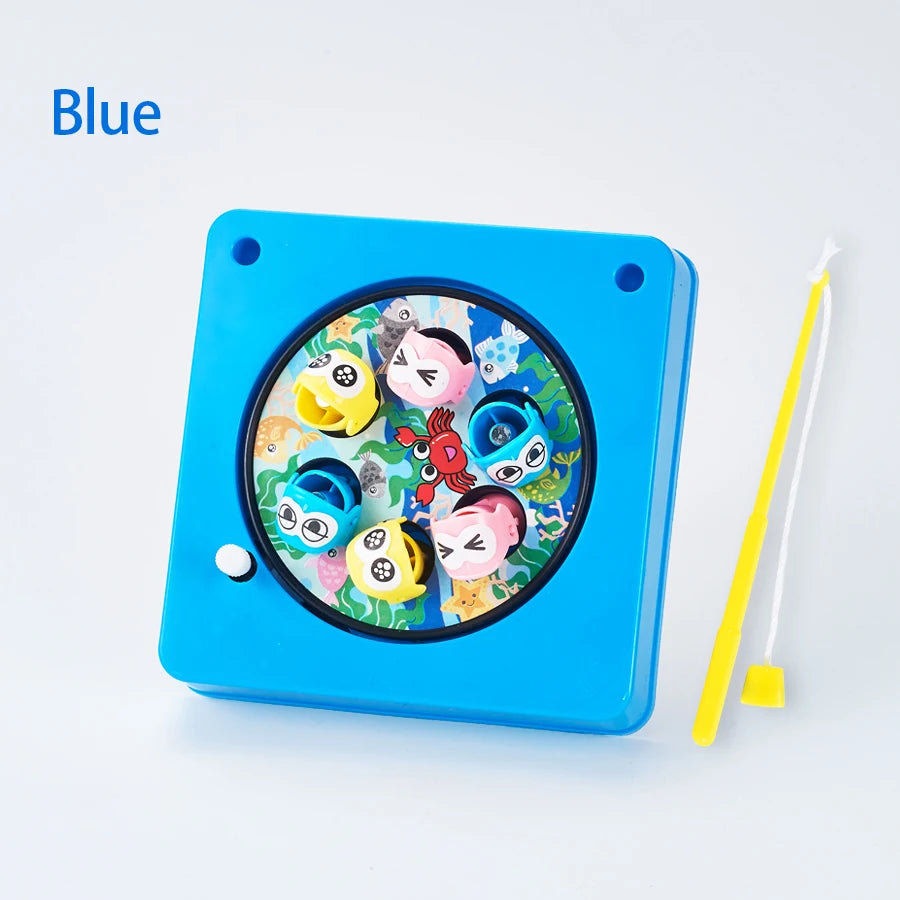 Mini Children's Fishing Toy Magnetic Fishing Rod Windup Chain Spinning Wheel Exercise Children's Hand Eye Coordination Ability
