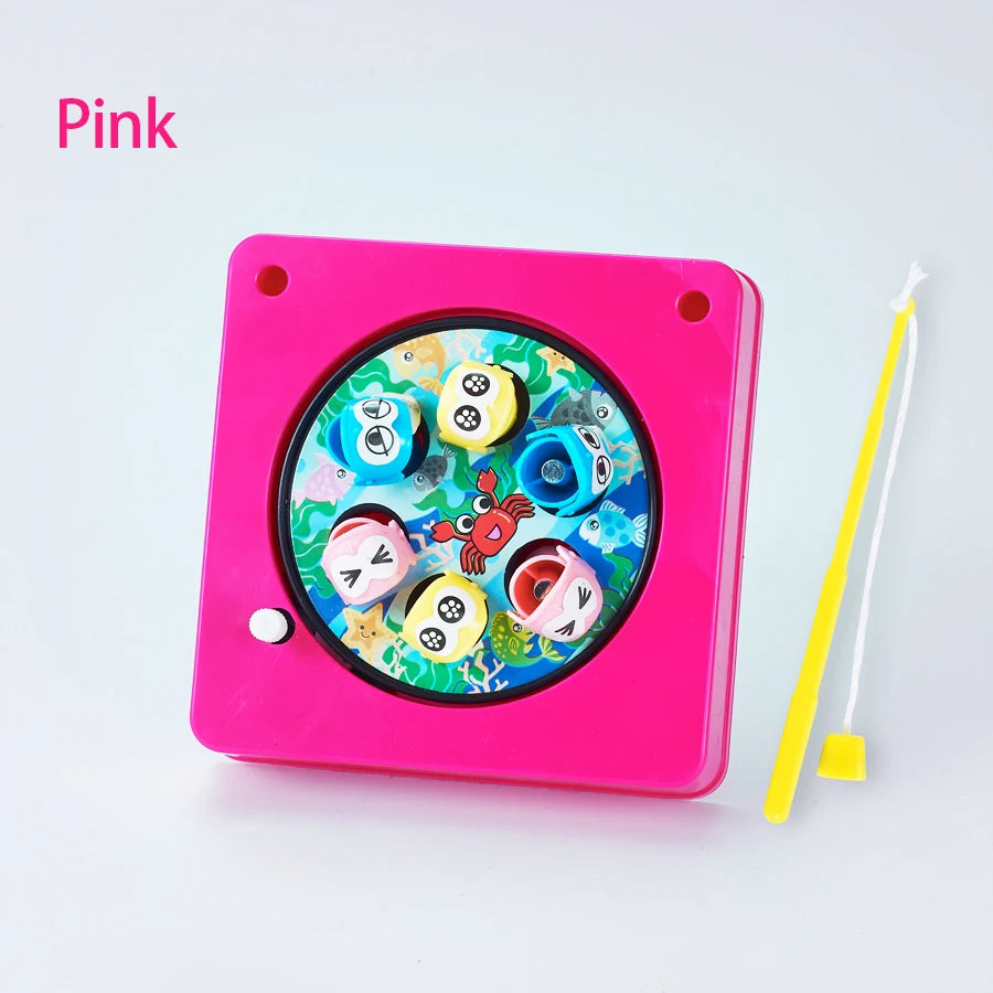 Mini Children's Fishing Toy Magnetic Fishing Rod Windup Chain Spinning Wheel Exercise Children's Hand Eye Coordination Ability