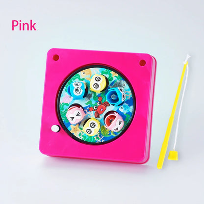 Mini Children's Fishing Toy Magnetic Fishing Rod Windup Chain Spinning Wheel Exercise Children's Hand Eye Coordination Ability