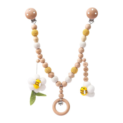 Baby Wooden Crochet Stroller Toys Hanging Stroller Rattle Crib Bell Animal Mobiles Gym Stroller Pendants Gifts Children's Toys