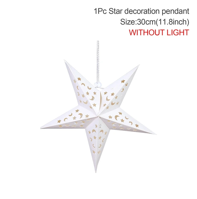 Hollow Star Hanging Pendants Christmas Decoration 2025 for Home Navidad Natal Noel Gifts Christmas Ornaments New Year 2026