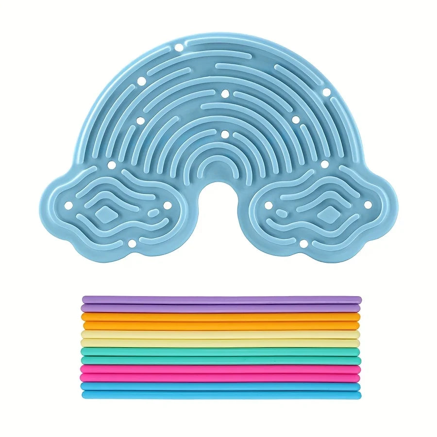 Creative Rainbow Clouds Silicone Sensory Activity Board,  Color Training Toy, Double Side Busy Board, Fine Motor Skills&Fun Play