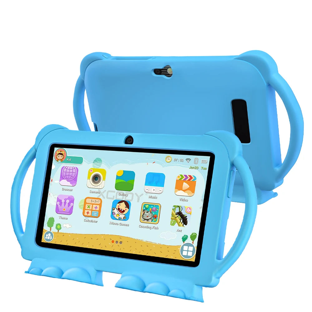 2025 New 7 Inch Kids Tablet with Cartoon Proof Case 5G WiFi Google Learning Education Tablet PC 4GB RAM 64GB ROM 4000mAh