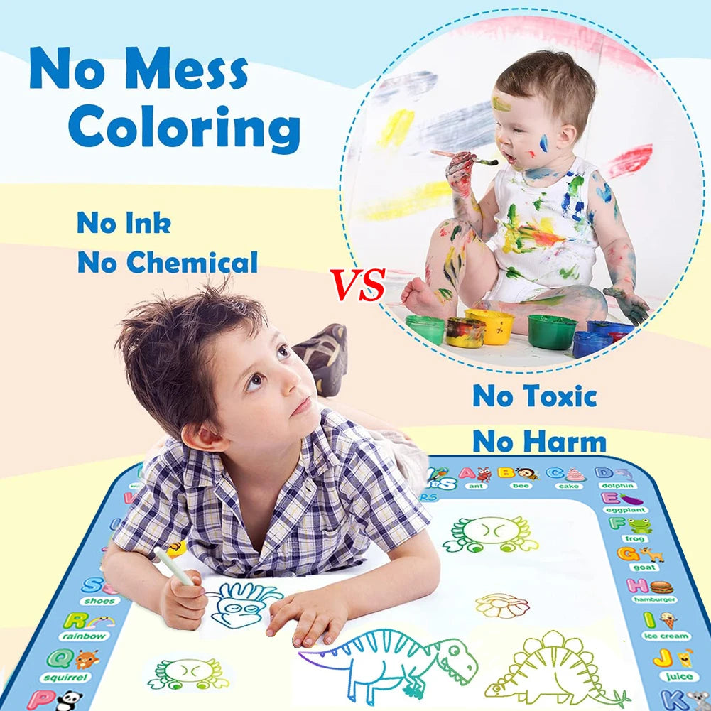 100x80CM Magic Water Drawing Doodle Mat With Reusable Magic Pens Coloring Painting Board Montessori Educational Toys Kids Gifts