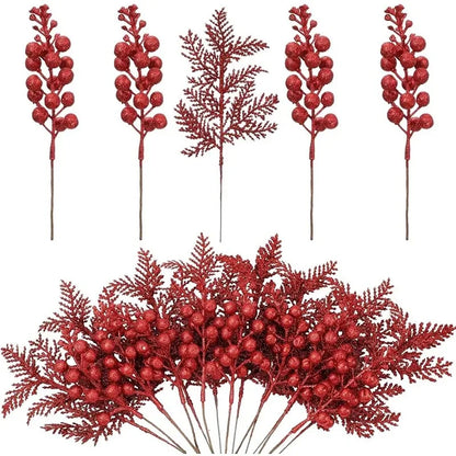 5Pcs Artificial Foam Red Bifurcated Berry Home Room Decoration Christmas Tree Pendant Outdoor Garden Christmas New Year Decor