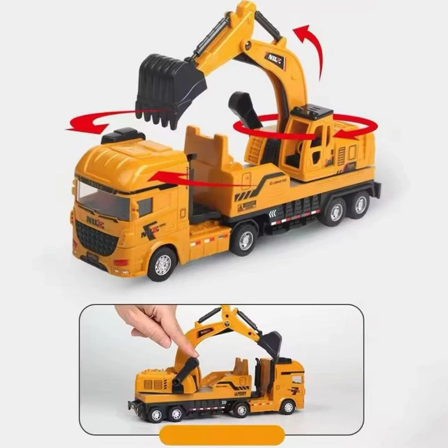 1pc-1/50 Simulation Alloy Head Diecasts Toy Engineering Vehicle Toy Excavator Crane Model Truck Car Toys for Boys Gifts Home Dec