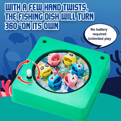 Mini Children's Fishing Toy Magnetic Fishing Rod Windup Chain Spinning Wheel Exercise Children's Hand Eye Coordination Ability